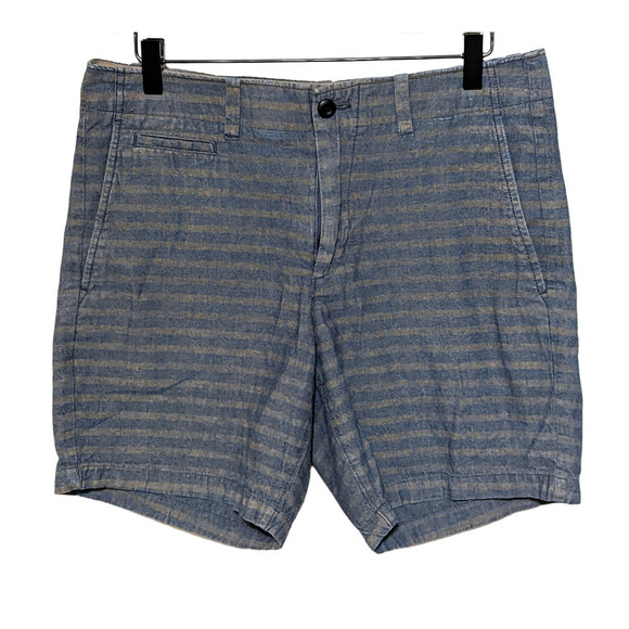 Gap 31 Chambray Blue Striped Lived In Shorts Men's Button Zip Closure Pockets - Picture 1 of 4